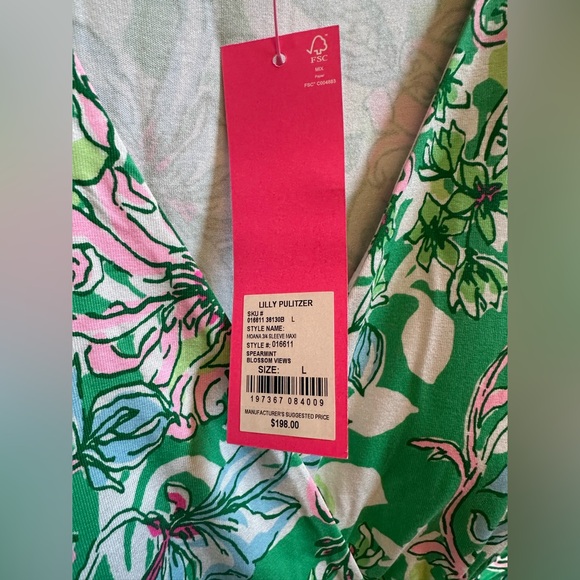 Lilly Pulitzer Moana Maxi Dress Spearmint Blossom Sz Large NEW Green‎ Floral - Picture 6 of 9